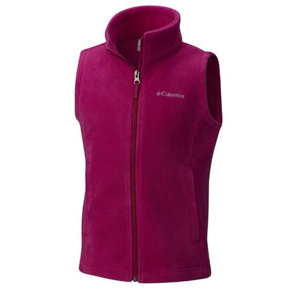 Columbia Jackets & Blazers - Columbia Pink Fleece Zip Up Vest Jacket Size M  Sleeveless Collared Pockets